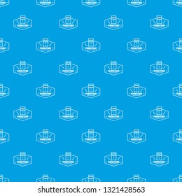 Furniture house pattern vector seamless blue repeat for any use