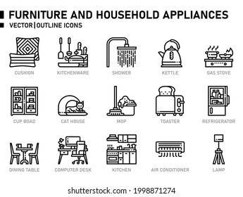 Furniture and household appliances icon for website, application, printing, document, poster design, etc.