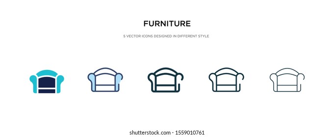 furniture icon in different style vector illustration. two colored and black furniture vector icons designed in filled, outline, line and stroke style can be used for web, mobile, ui