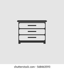 Furniture icon flat. Black pictogram on grey background. Vector illustration symbol