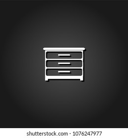 Furniture icon flat. Simple White pictogram on black background with shadow. Vector illustration symbol
