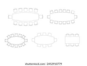 furniture icon interior plan view top set vector. architecture house table line home outline apartment collection isolated layout design project blueprint.