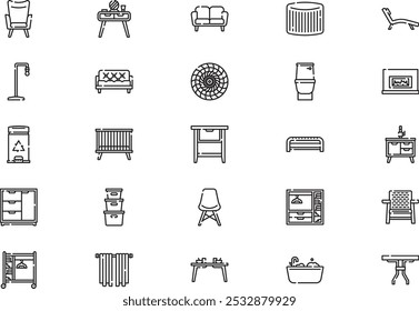 La colección del paquete del icono de los muebles es una Ilustración vectorial con movimiento editable.