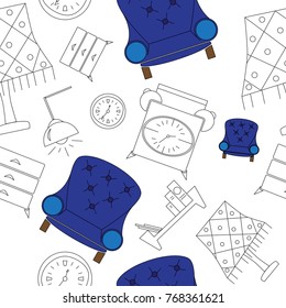 Furniture icon seamless pattern 