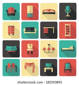 Furniture Icon Set Stock Vector (Royalty Free) 185593895 | Shutterstock