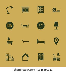 furniture icon set with cabinet, bookcase flower pot and bed vector illustration