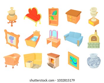 Furniture icon set. Cartoon set of furniture vector icons for web design isolated on white background