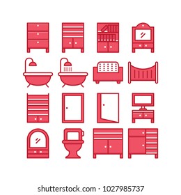Furniture icon set collection vector isolated, suitable for your interior content