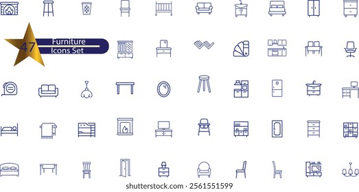 Furniture icon set. Containing sofa, chair, table