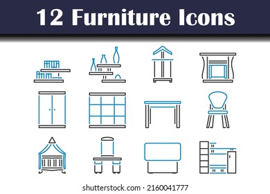 Furniture Icon Set. Editable Bold Outline With Color Fill Design. Vector Illustration.