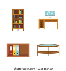 Furniture icon set. Flat set of furniture vector icons for web design isolated on white background