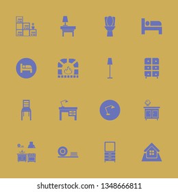furniture icon set with floor lamp, chair and fireplace vector illustration