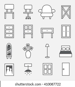 furniture icon set , indoor vector