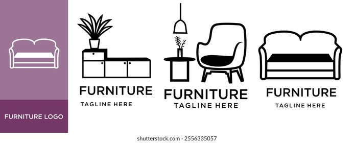 Furniture icon set, interior icon set, vector illustration 