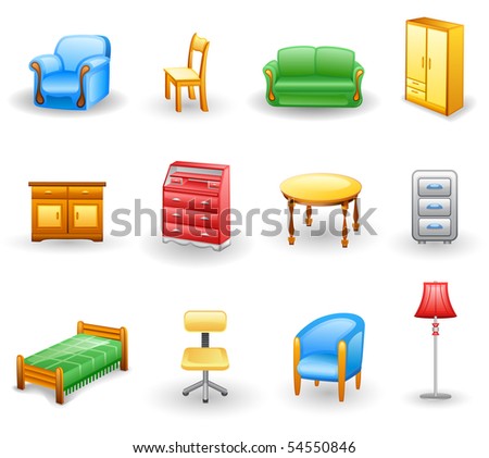 Furniture icon set.  Isolated on a white background.
