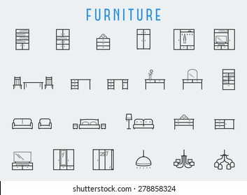 Furniture icon set in line style