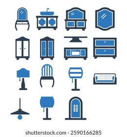 Furniture Icon Set Sign Symbol