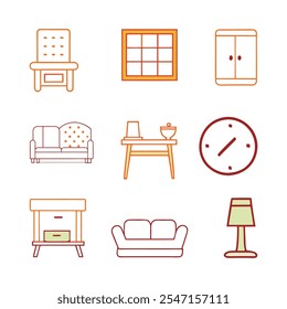 Icono de muebles en estilo de línea delgada