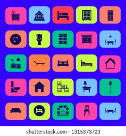 furniture icon set with toilet, chaise lounge and dining room vector illustration