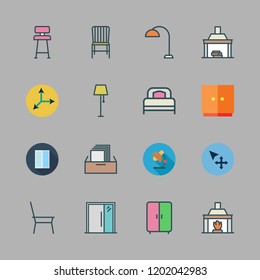 furniture icon set. vector set about cabinet, lamp, entrance and fireplace icons set.