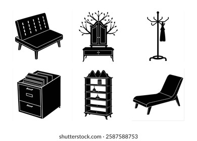 Furniture icon set vector art image design