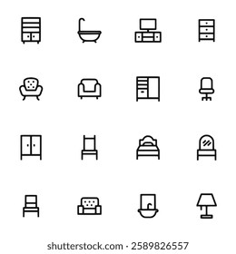 Furniture icon set vector illustration