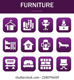 furniture icon set. Vector  illustrations related with Hanger, Plan and Chair