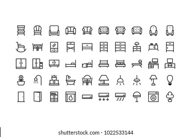 Furniture icon set vector isolated collection