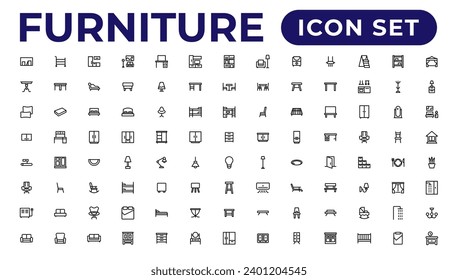 Furniture, icon set.Outline icon collection.
