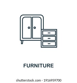Icono de mobiliario. Elemento de línea simple Símbolo de mobiliario para plantillas, diseño web e infografías