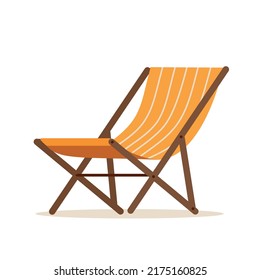 Furniture Icon For Summer Patio. Restaurant Or Cafe Wooden Chair For Beach Holiday. Vector Illustration Isolated On White Background.