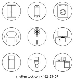 furniture icon vector. flat line furniture white