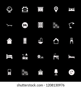 furniture icon. furniture vector icons set table lamp, fireplace, mirror and plates shelf