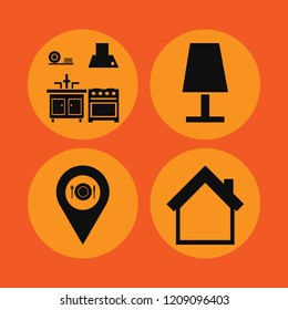 furniture icon. furniture vector icons set home, kitchen, location restaurant and table lamp