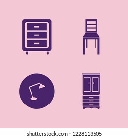 furniture icon. furniture vector icons set chair, cupboard, nightstand and desk table lamp