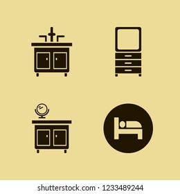 furniture icon. furniture vector icons set faucet, mirror nightstand, bed and dresser mirror