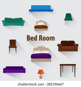 Furniture icon vector long shows.