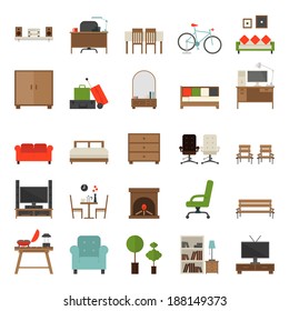 Furniture Icons Flat Design , vector.