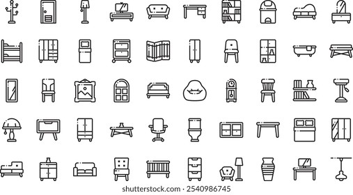 Iconos de muebles . Colección de iconos vectoriales de alta calidad con trazo editable. Ideal para Profesional y Proyectos Creativos.