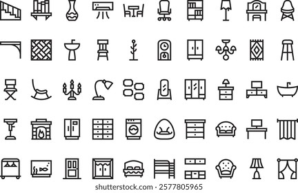 Furniture icons High-Quality Vector Icons Collection with Editable Stroke. Ideal for Professional and Creative Projects.