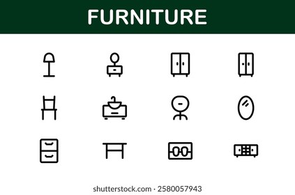 Furniture Icons for Interior Designers. Scalable Graphics for Modern, Classic, and Minimalist Furniture