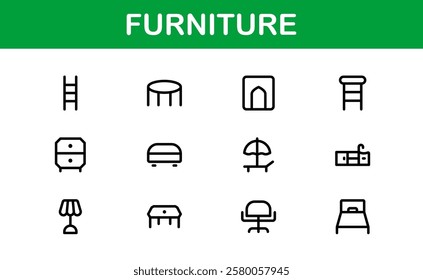 Furniture Icons for Interior Designers. Scalable Graphics for Modern, Classic, and Minimalist Furniture