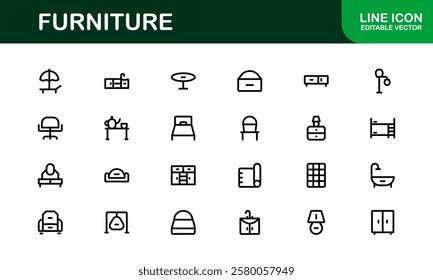 Furniture Icons for Interior Designers. Scalable Graphics for Modern, Classic, and Minimalist Furniture