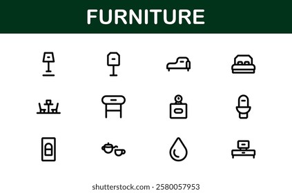 Furniture Icons for Interior Designers. Scalable Graphics for Modern, Classic, and Minimalist Furniture