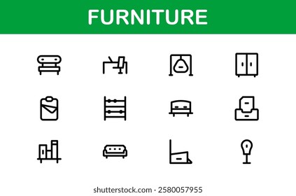 Furniture Icons for Interior Designers. Scalable Graphics for Modern, Classic, and Minimalist Furniture