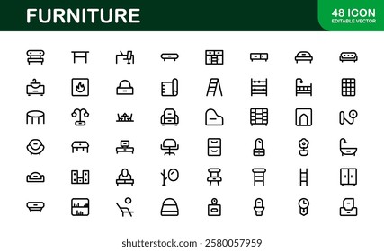 Furniture Icons for Interior Designers. Scalable Graphics for Modern, Classic, and Minimalist Furniture