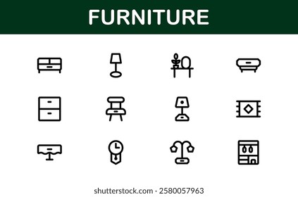 Furniture Icons for Interior Designers. Scalable Graphics for Modern, Classic, and Minimalist Furniture