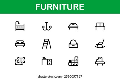 Furniture Icons for Interior Designers. Scalable Graphics for Modern, Classic, and Minimalist Furniture