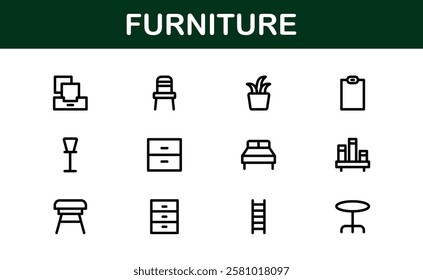 Furniture Icons for Interior Designers. Scalable Graphics for Modern, Classic, and Minimalist Furniture