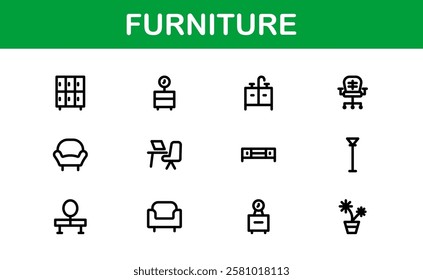 Furniture Icons for Interior Designers. Scalable Graphics for Modern, Classic, and Minimalist Furniture